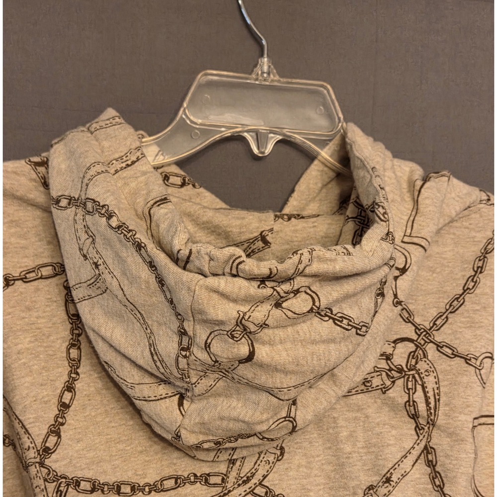 Polo‎ Lauren Ralph Lauren Hoodie  Women's Size Medium Chain Link Print Tan - Picture 9 of 10
